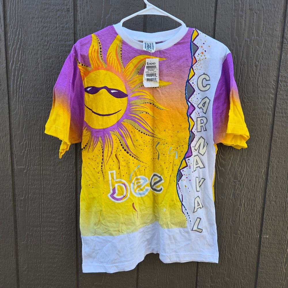 Nwt Vintage Carnaval 2001 brazil Shirt Sun Design Size large deadstock.